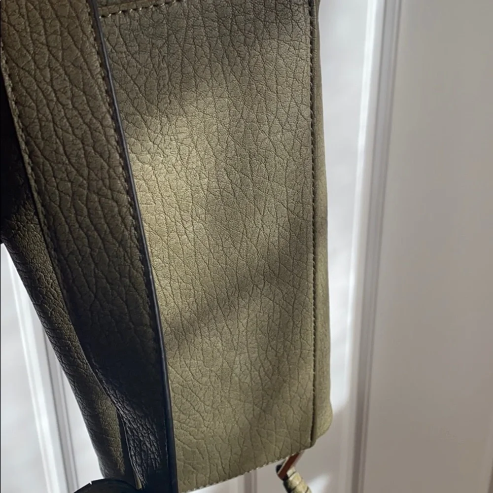 Free People Olive Green Structured Satchel Bag